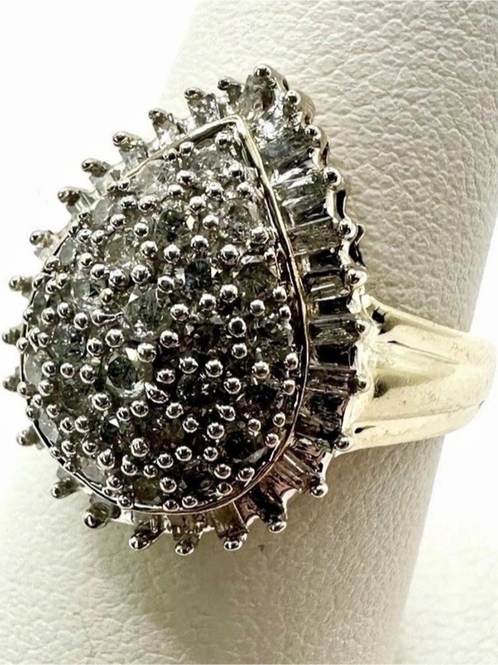 Estate Natural Cluster Diamond Ring Teardrop Shape 10k Yellow